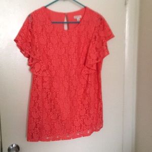 Lace ruffle sleeve blouse